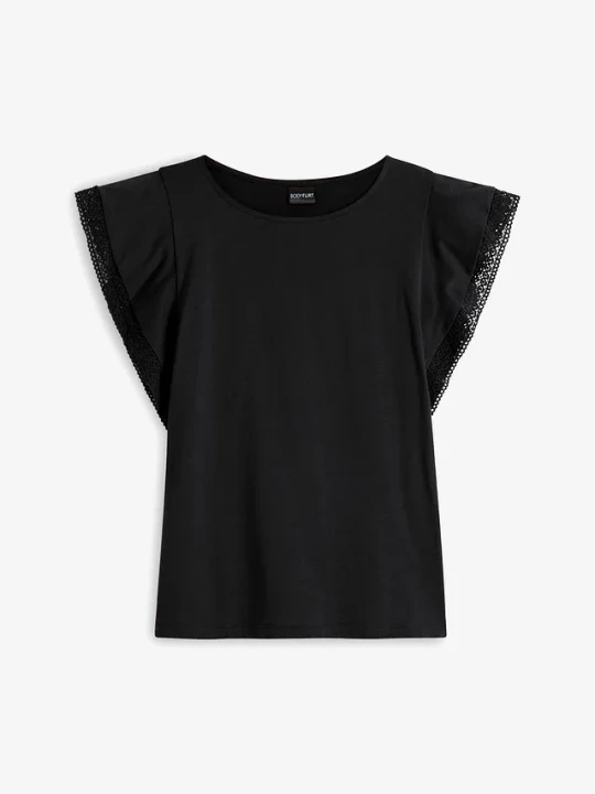 Zdjęcie produktu Shirt z koronką BonPrix czarny