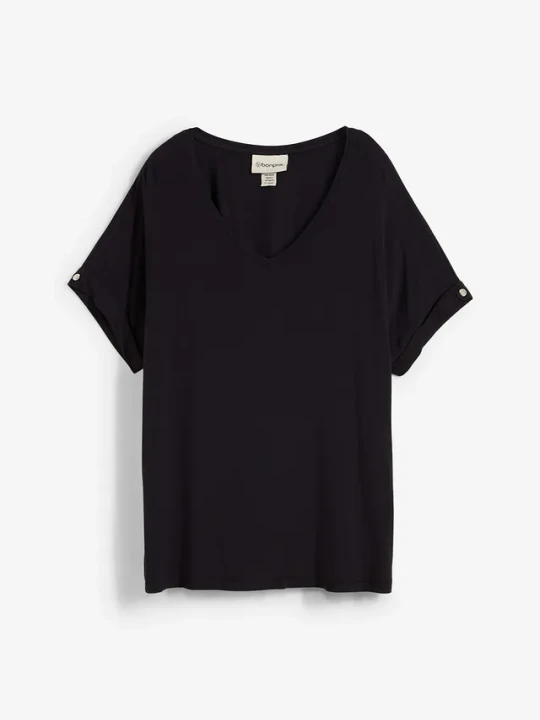 Zdjęcie produktu Shirt z lejącego materiału z wiskozą BonPrix czarny