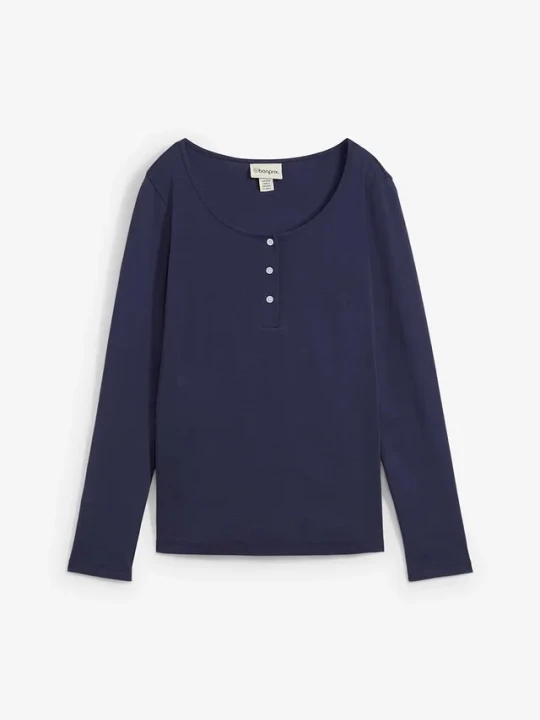 Zdjęcie produktu Shirt z okrągłym dekoltem, z czystej bawełny organicznej BonPrix niebieski