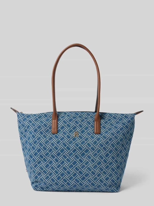 Zdjęcie produktu Shopper z czystej bawełny Tommy Hilfiger Jeansowy niebieski