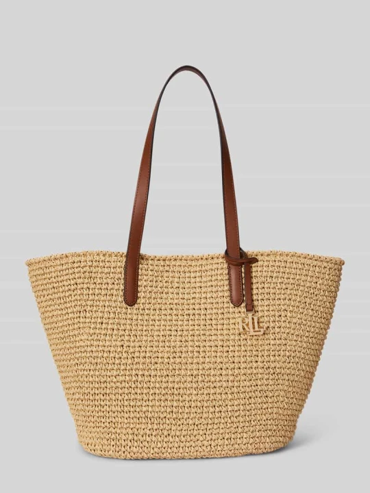 Zdjęcie produktu Shopper ze słomy z aplikacją z logo Lauren Ralph Lauren Beżowy