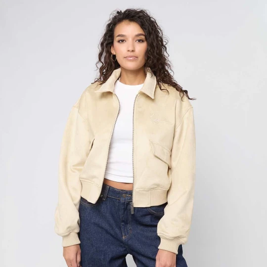 Zdjęcie produktu Signature Faux Suede Oversized Bomber Jacket Karl Kani beż