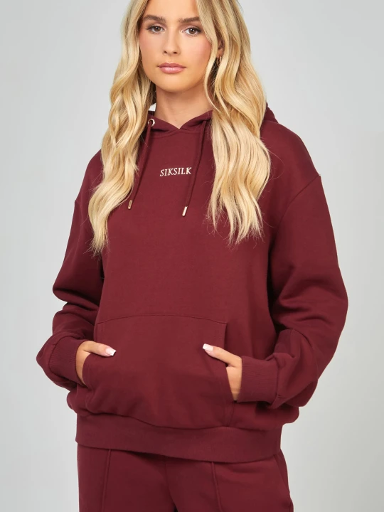 Zdjęcie produktu SikSilk Damska Bordowa Oversized Bluza z Kapturem