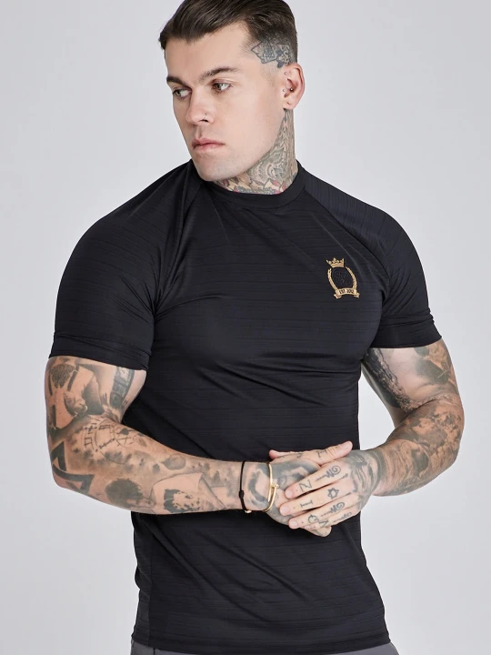 Zdjęcie produktu SikSilk Męski Czarny Crest Tech T-Shirt