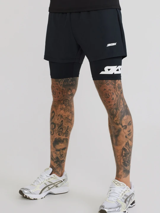 Zdjęcie produktu SikSilk Mens Black Dual Layer Shorts