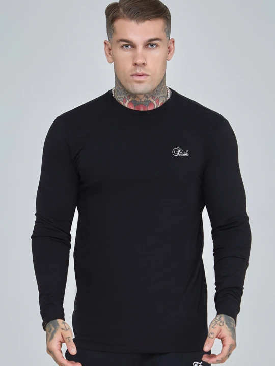 Zdjęcie produktu SikSilk Mens Black Essentials LS T-Shirt