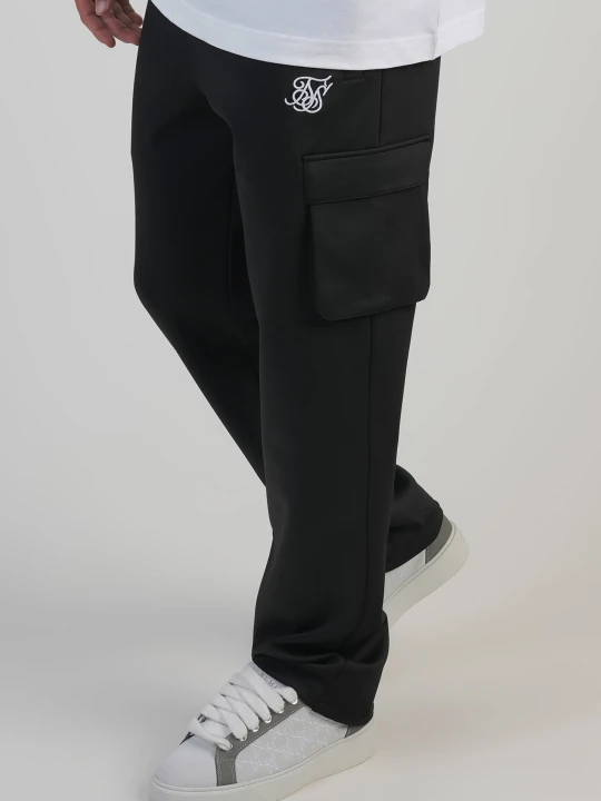 Zdjęcie produktu SikSilk Męskie Czarne Essentials Poliesterowe Spodnie Cargo