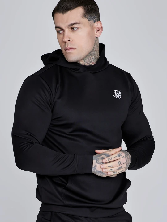 Zdjęcie produktu SikSilk Męski Czarny Essentials Poly Bluza z Kapturem