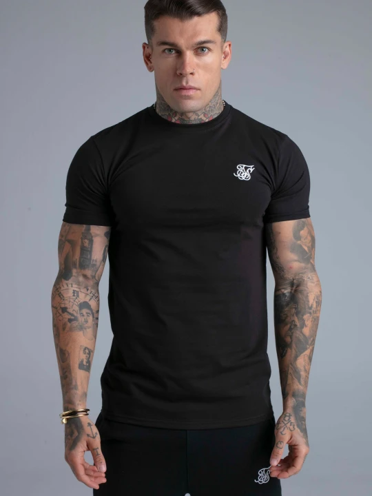 Zdjęcie produktu SikSilk Męska Czarna Koszulka Essentials