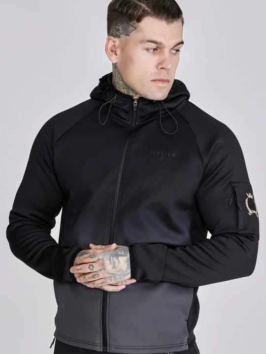Zdjęcie produktu SikSilk Męska Czarna Bluza z Kapturem Full Zip