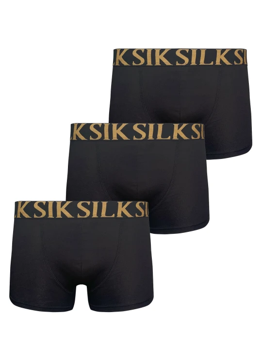 Zdjęcie produktu SikSilk Męskie Czarne, Złote Zestaw 3 Par Bokserki