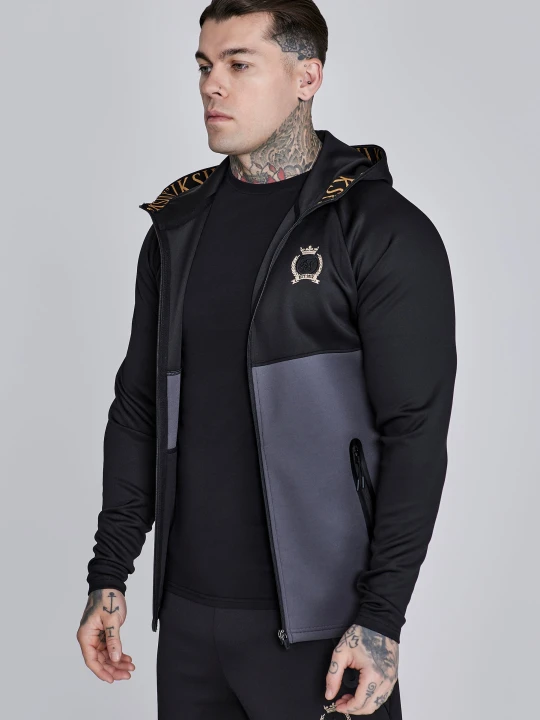 Zdjęcie produktu SikSilk Męska Bluza Czarno-Szara z Pełnym Zamkiem