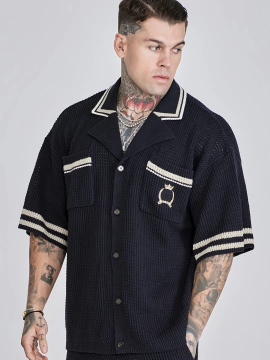 Zdjęcie produktu SikSilk Męska Czarna Dziergana Koszulka
