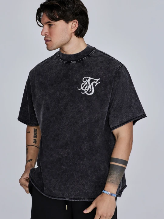 Zdjęcie produktu SikSilk Męski Czarny T-Shirt z Logo