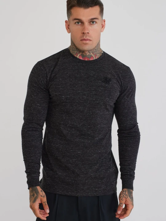 Zdjęcie produktu SikSilk Męska Czarna Bluzka z Długim Rękawem w Melanżu