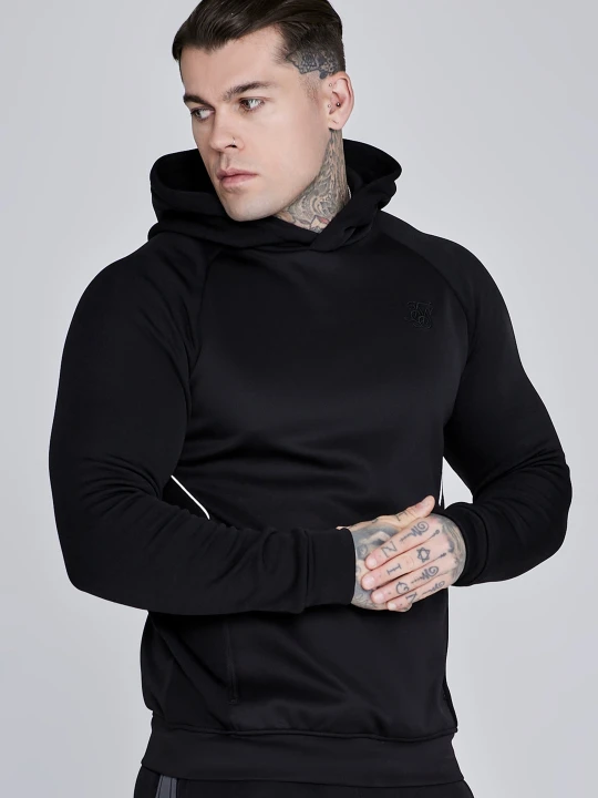 Zdjęcie produktu SikSilk Męska Czarna Bluza Muscle Fit z Kapturem