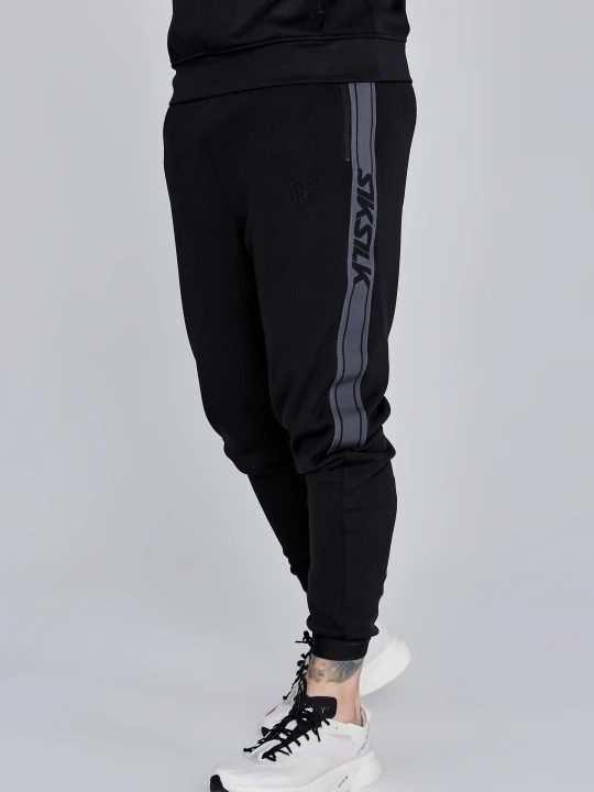Zdjęcie produktu SikSilk Męskie Czarne Muscle Fit Joggersy