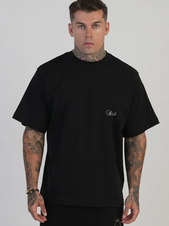 Zdjęcie produktu SikSilk Męska Czarna Oversize Koszulka