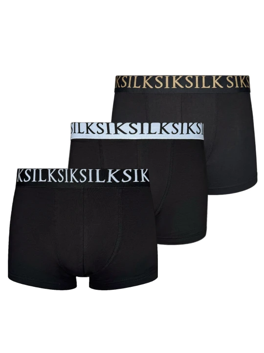 Zdjęcie produktu SikSilk Mens Black Pack of 3 Boxer Shorts
