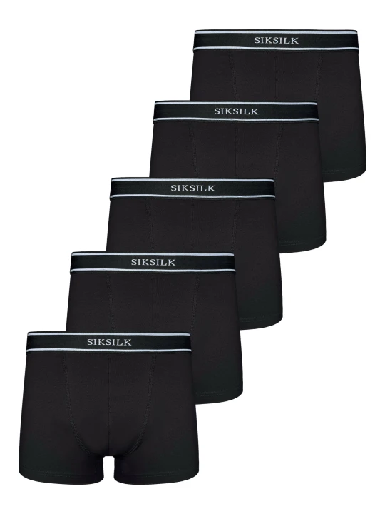 Zdjęcie produktu SikSilk Mens Black Pack of 5 Boxer Shorts