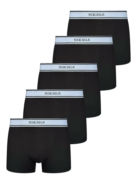Zdjęcie produktu SikSilk Mens Black Pack of 5 Boxer Shorts