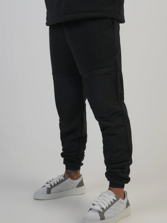 Zdjęcie produktu SikSilk Męskie Czarne Polar Fleece Joggersy