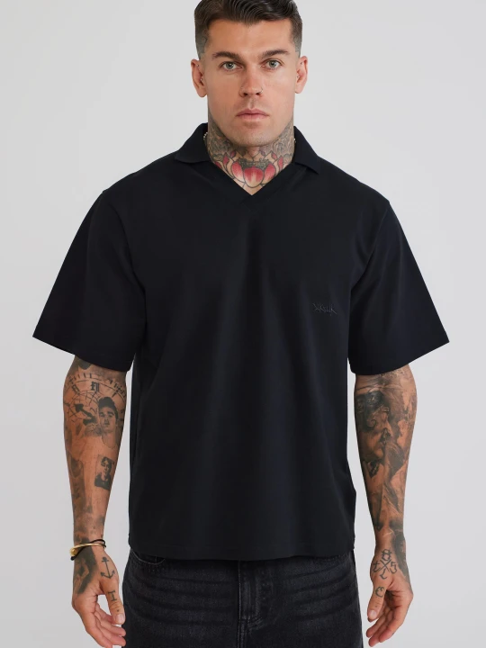 Zdjęcie produktu SikSilk Mens Black Polo T-Shirt