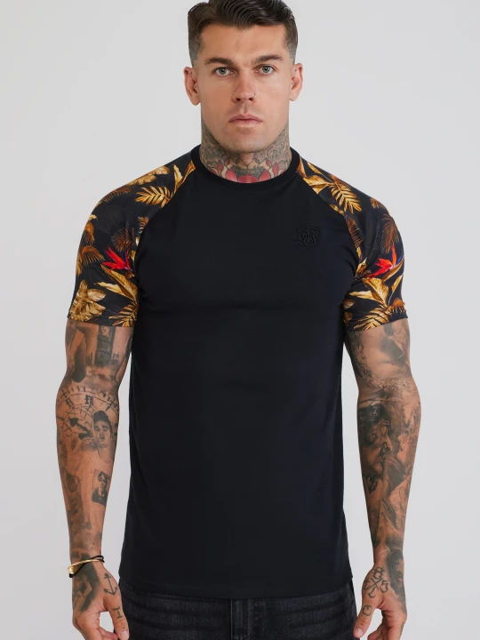 Zdjęcie produktu SikSilk Mens Black Raglan T-Shirt
