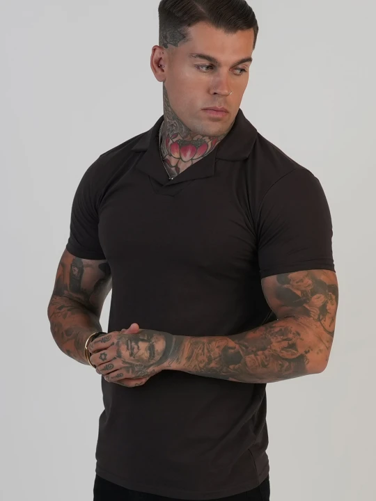 Zdjęcie produktu SikSilk Męskie Brązowe Polo Revere