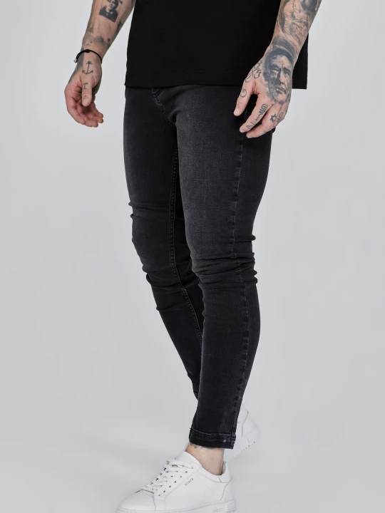 Zdjęcie produktu SikSilk Męskie Dżinsy Prane Czarne