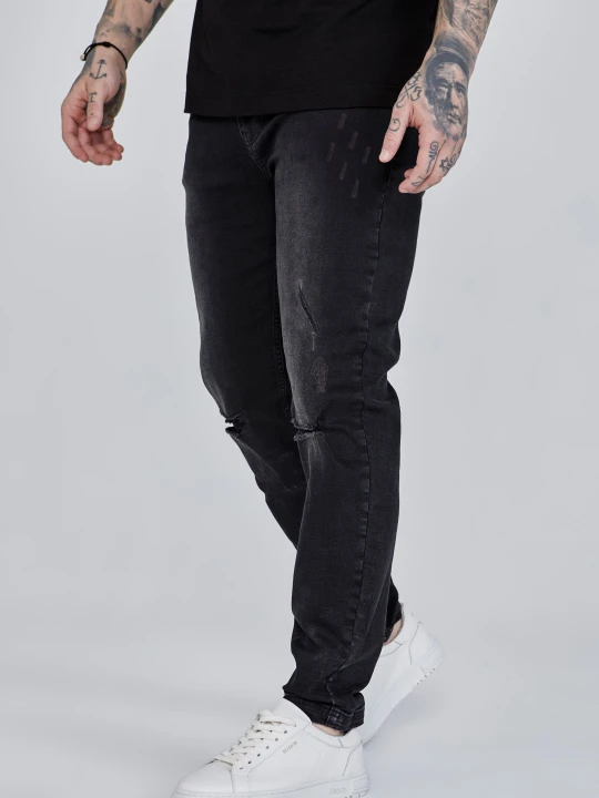 Zdjęcie produktu SikSilk Męskie Dżinsy Prane Czarne