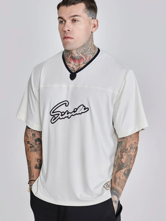 Zdjęcie produktu SikSilk Męski Ecru Piłkarski T-Shirt