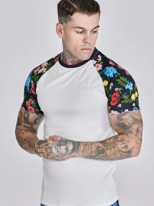 Zdjęcie produktu SikSilk Męski T-Shirt Raglan Ecru, Wielokolorowy