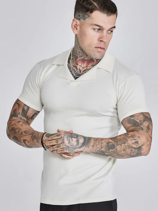 Zdjęcie produktu SikSilk Męskie Ecru Revere Polo
