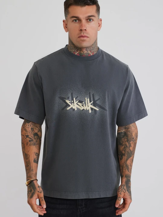 Zdjęcie produktu SikSilk Mens Grey Graphic T-Shirt