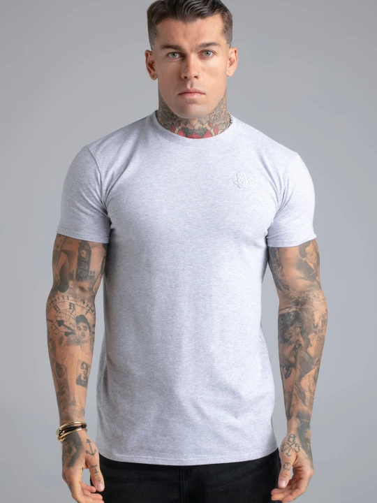 Zdjęcie produktu SikSilk Męska Szara Melanżowa Koszulka Essentials