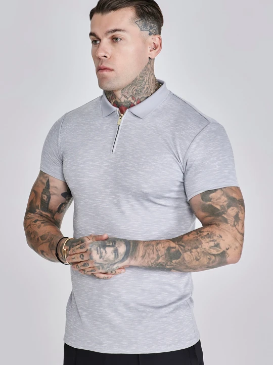 Zdjęcie produktu SikSilk Męskie Szary Melange Smart Polo