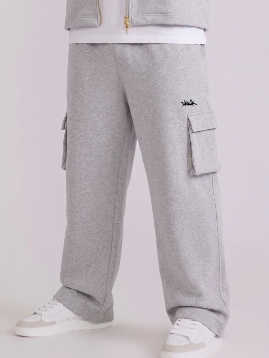 Zdjęcie produktu SikSilk Mens Grey Marl Wide Leg Cargo Joggers