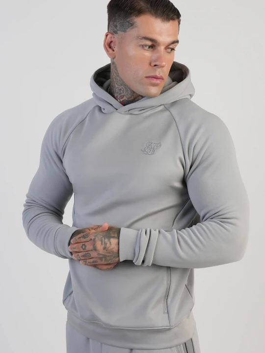 Zdjęcie produktu SikSilk Męski Szary Muscle Fit Bluza z kapturem
