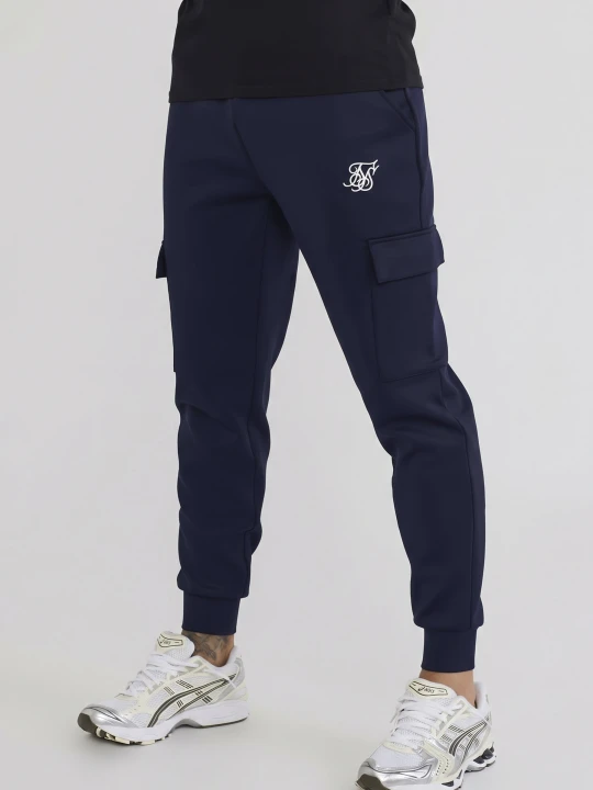 Zdjęcie produktu SikSilk Mens Navy Muscle Fit Cargo Joggers