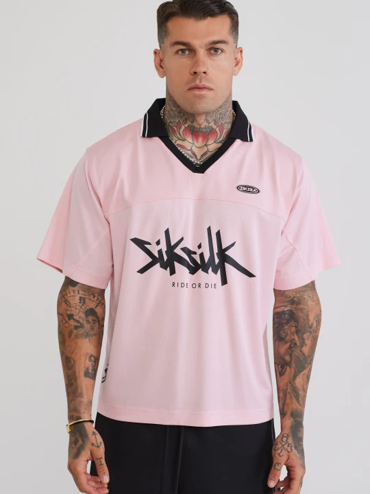 Zdjęcie produktu SikSilk Mens Pink Football Polo T-Shirt