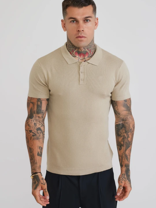 Zdjęcie produktu SikSilk Mens Stone Knitted Polo T-Shirt
