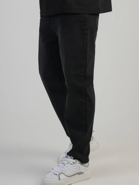 Zdjęcie produktu SikSilk Męskie Prane Czarne Jeansy o Kroju Tapered