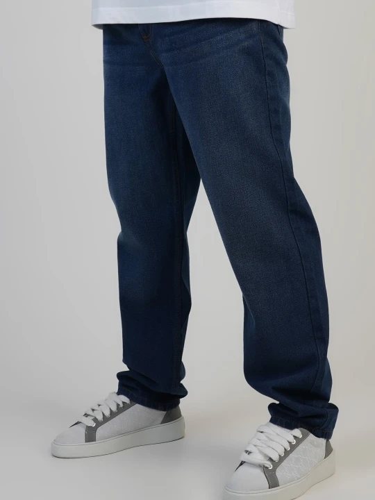 Zdjęcie produktu SikSilk Męskie Wyprane Ciemnoniebieskie Prosty Krój Jeansy
