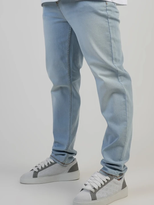 Zdjęcie produktu SikSilk Męskie Prane Jasnoniebieskie Slim Fit Jeansy