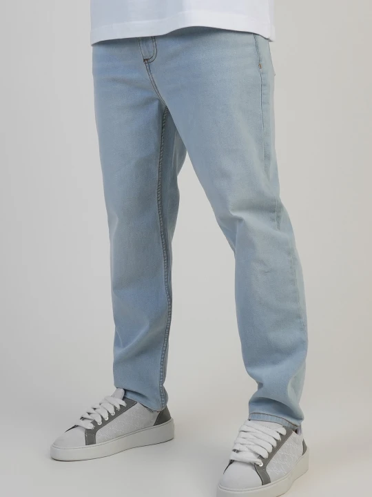 Zdjęcie produktu SikSilk Męskie Prane Jasnoniebieskie Zwężane Jeansy