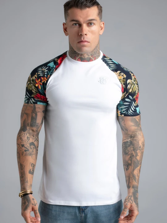 Zdjęcie produktu SikSilk Męska Biała Koszulka Raglan T-Shirt