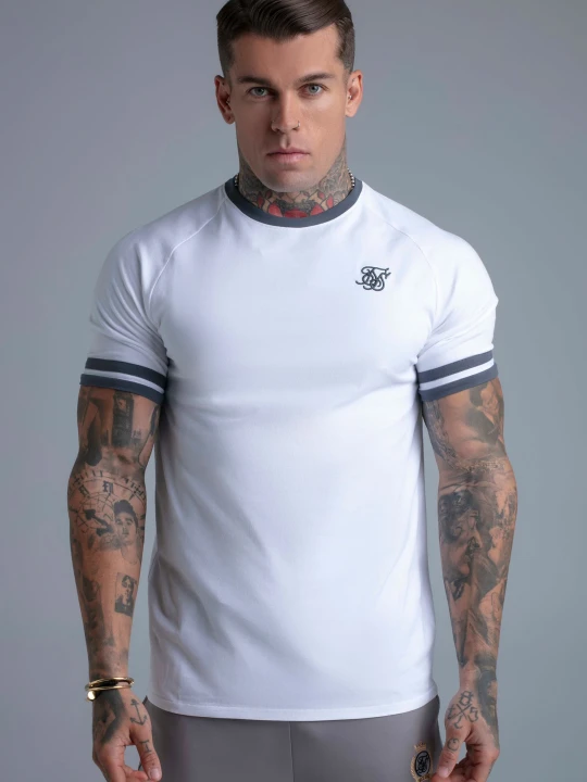 Zdjęcie produktu SikSilk Męska Biała, Szara Koszulka Turniejowa T-Shirt