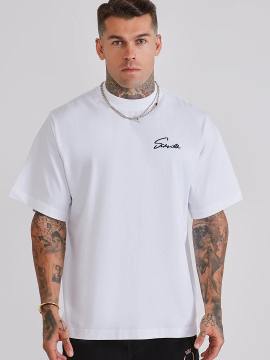 Zdjęcie produktu SikSilk Męska Biała T-Shirt z Nadrukiem