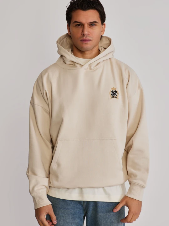 Zdjęcie produktu SikSilk Męska Bluza z Kapturem Ecru Crest